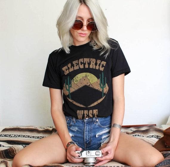 Hillbilly New Electric West Tee Womens southwestern t shirt-desert tshirt graphic tee vintage t-thin tshirt cactus shirt biker T