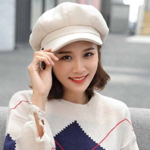 HT1990 Auutmn Winter Hats for Women Solid Plain Octagonal Newsboy Cap Men Ladies Casual Wool Hat Winter Beret Women Painter Cap