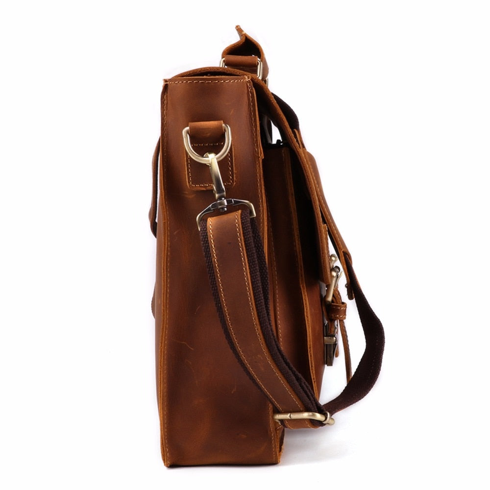High Quality Genuine Leather Men Briefcase Casual Messenger Laptop Bag Business Men Briefcase Bag for Document Shoulder Bag