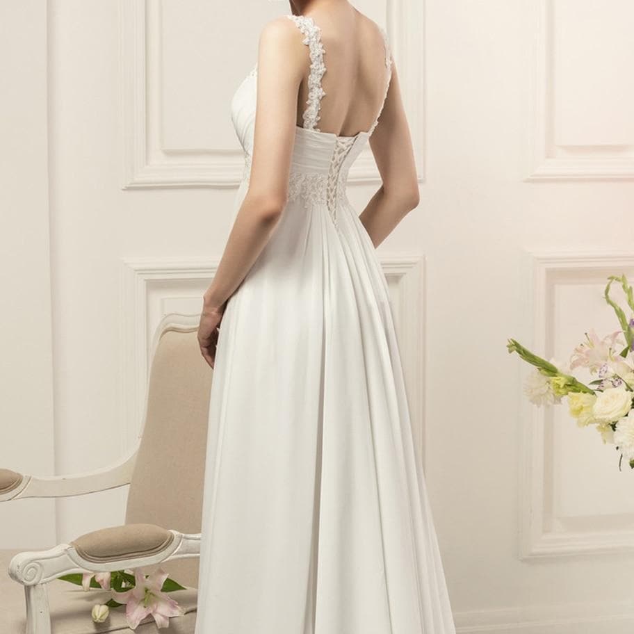 Simple Spaghetti Straps Chiffon Wedding Dresses Elegant Bohemian Empire Bridal Gown White/Ivory Vestido de Novia