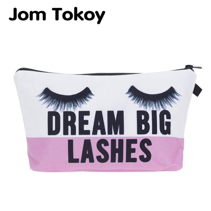 Jom Tokoy cosmetic organizer bag dream big lashes Printing Cosmetic Bag Fashion Women Brand makeup bag