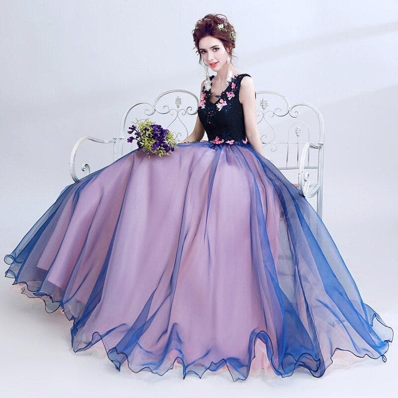 New dark blue long lace summer lady girl women princess bridesmaid banquet party ball dress gown