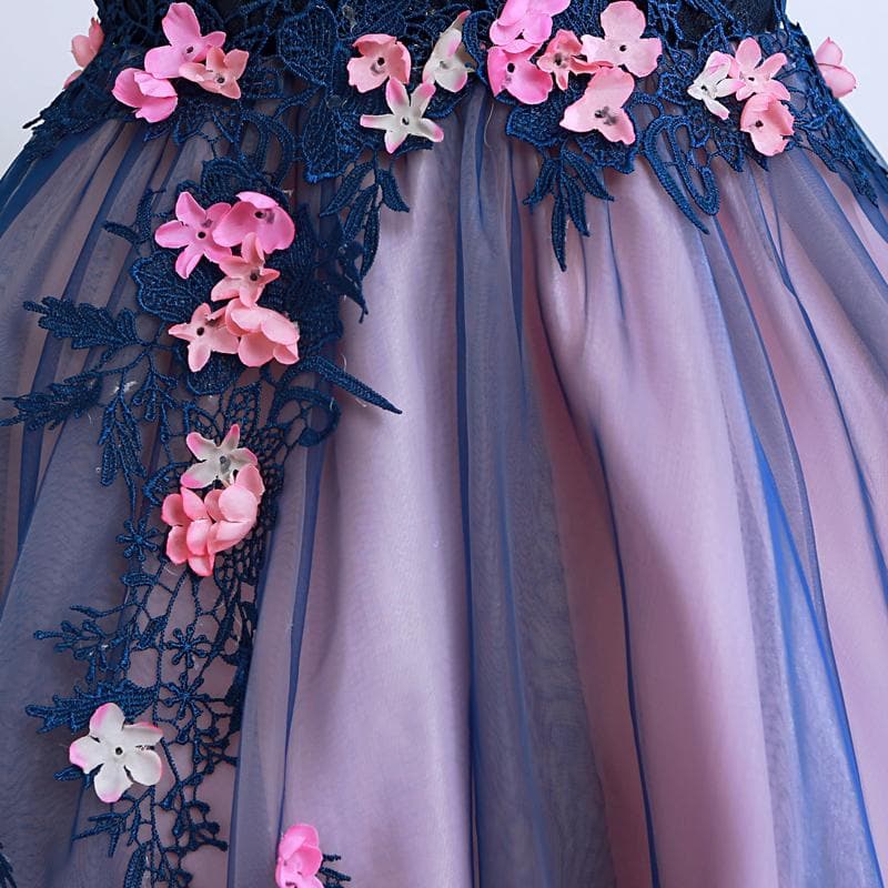 New dark blue long lace summer lady girl women princess bridesmaid banquet party ball dress gown