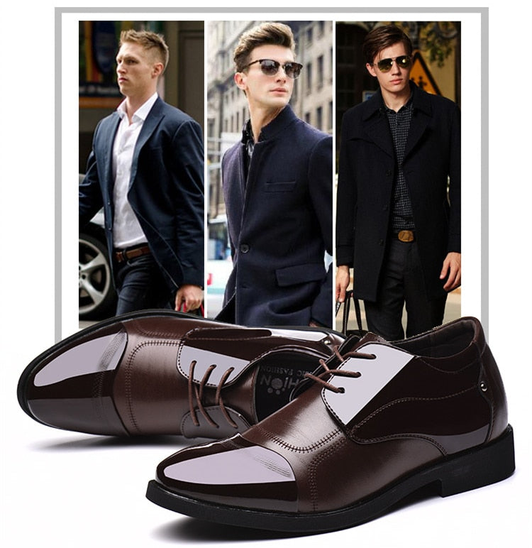 6CM Invisible Height Increase Patent Leather Shoes for Men Wedding Elegant Dress Shoes Men Business Shoes