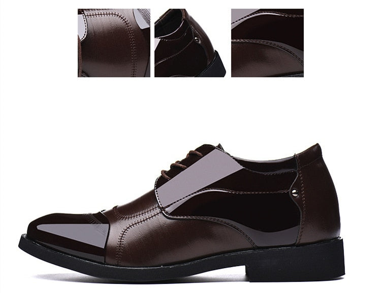 6CM Invisible Height Increase Patent Leather Shoes for Men Wedding Elegant Dress Shoes Men Business Shoes