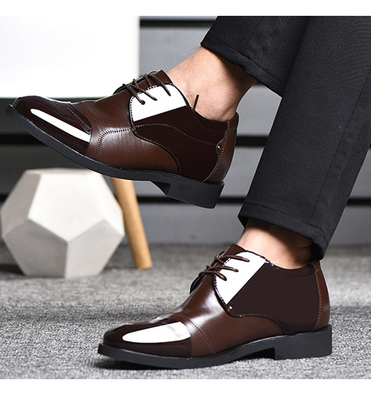6CM Invisible Height Increase Patent Leather Shoes for Men Wedding Elegant Dress Shoes Men Business Shoes