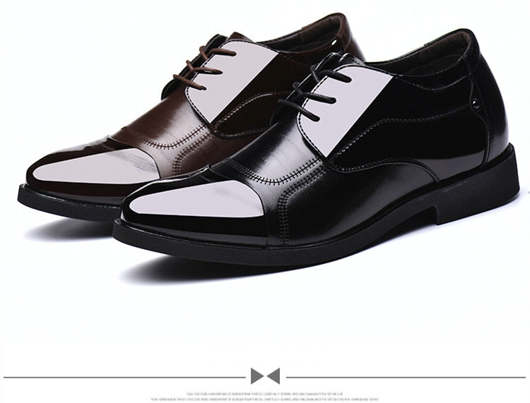 6CM Invisible Height Increase Patent Leather Shoes for Men Wedding Elegant Dress Shoes Men Business Shoes