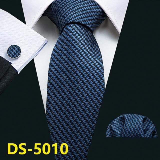 Men Tie Gold Navy Striped 100% Silk Tie Barry.Wang 3.4" Jacquard Party Wedding Woven Fashion Designers Necktie For Men DS-5032