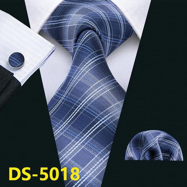 Men Tie Gold Navy Striped 100% Silk Tie Barry.Wang 3.4" Jacquard Party Wedding Woven Fashion Designers Necktie For Men DS-5032