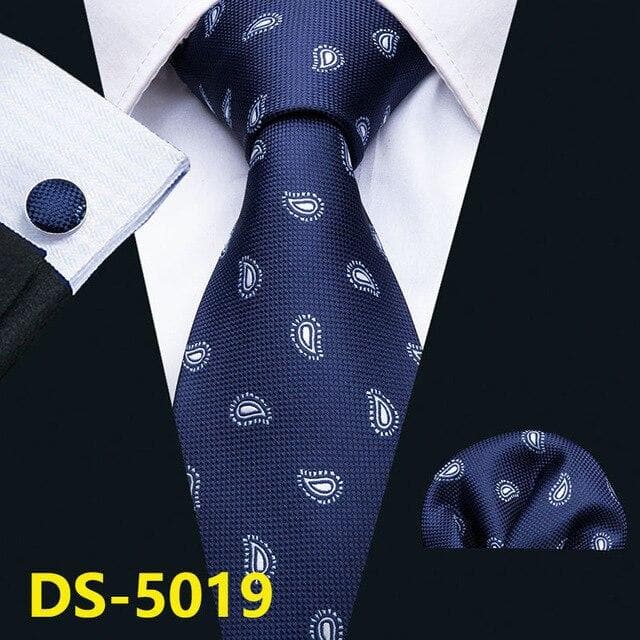Men Tie Gold Navy Striped 100% Silk Tie Barry.Wang 3.4" Jacquard Party Wedding Woven Fashion Designers Necktie For Men DS-5032