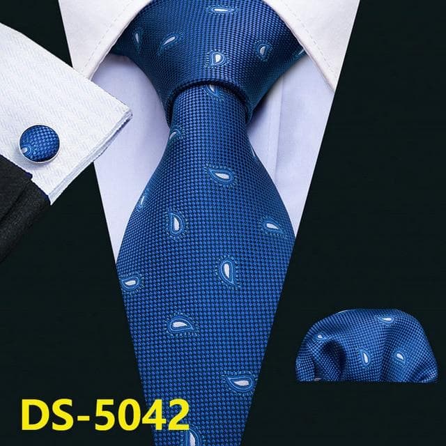 Men Tie Gold Navy Striped 100% Silk Tie Barry.Wang 3.4" Jacquard Party Wedding Woven Fashion Designers Necktie For Men DS-5032