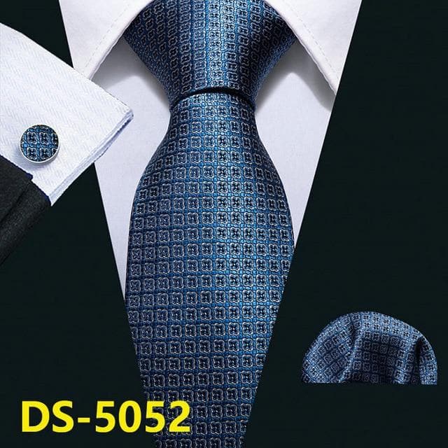 Men Tie Gold Navy Striped 100% Silk Tie Barry.Wang 3.4" Jacquard Party Wedding Woven Fashion Designers Necktie For Men DS-5032