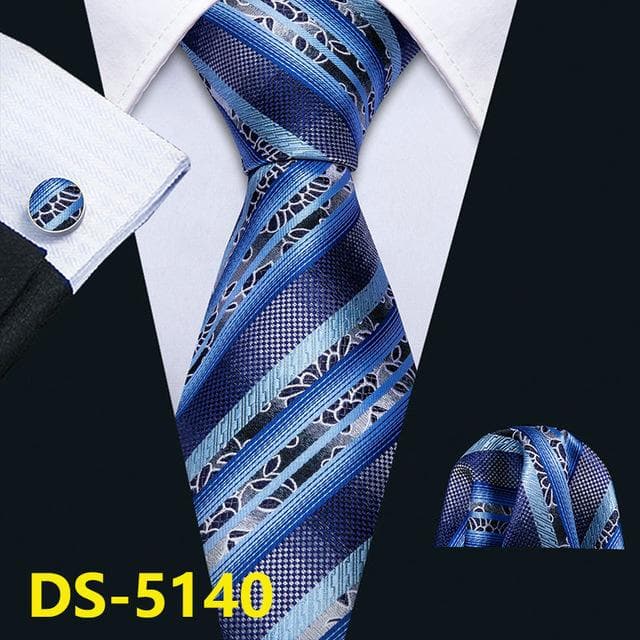 Men Tie Gold Navy Striped 100% Silk Tie Barry.Wang 3.4" Jacquard Party Wedding Woven Fashion Designers Necktie For Men DS-5032