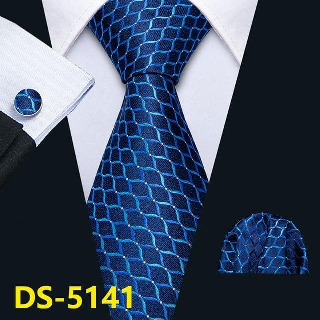 Men Tie Gold Navy Striped 100% Silk Tie Barry.Wang 3.4" Jacquard Party Wedding Woven Fashion Designers Necktie For Men DS-5032