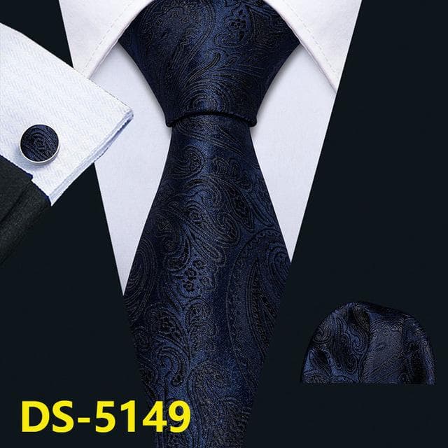 Men Tie Gold Navy Striped 100% Silk Tie Barry.Wang 3.4" Jacquard Party Wedding Woven Fashion Designers Necktie For Men DS-5032
