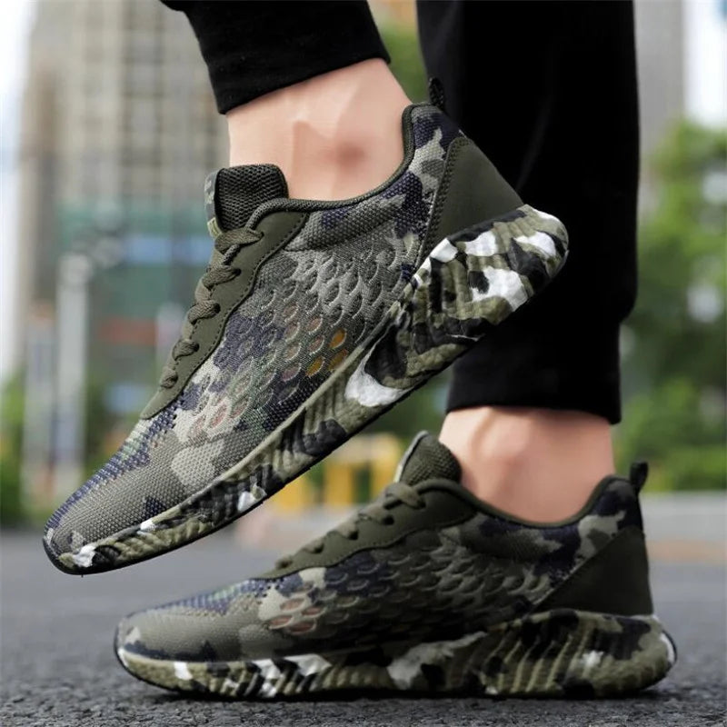Men Air Mesh Shoes Camouflage Sneaker Male Lace Up Casual Shoes Women Breathable Walk Sneakers
