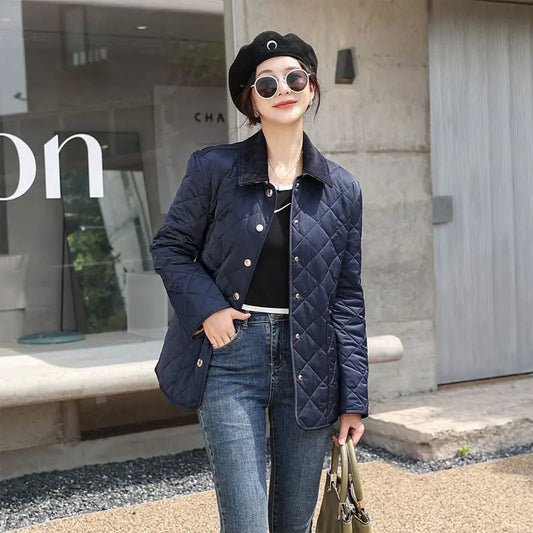 Winter Jacket Women Fashion Warm Thick Patchwork Short Style Cotton padded Parkas Coat Turn Down Collar Winter Clothes Women