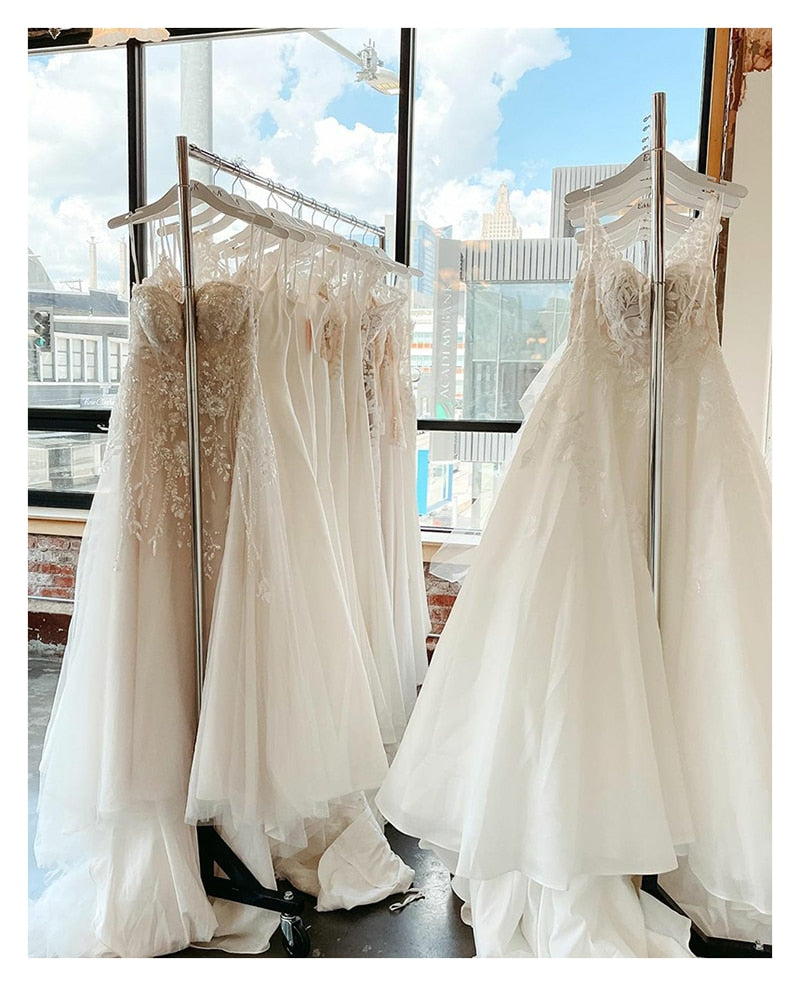 Champagne Mermaid Wedding Dresses Long Sleeve High Neck Bridal Dress Appliqued Lace Wedding Gowns