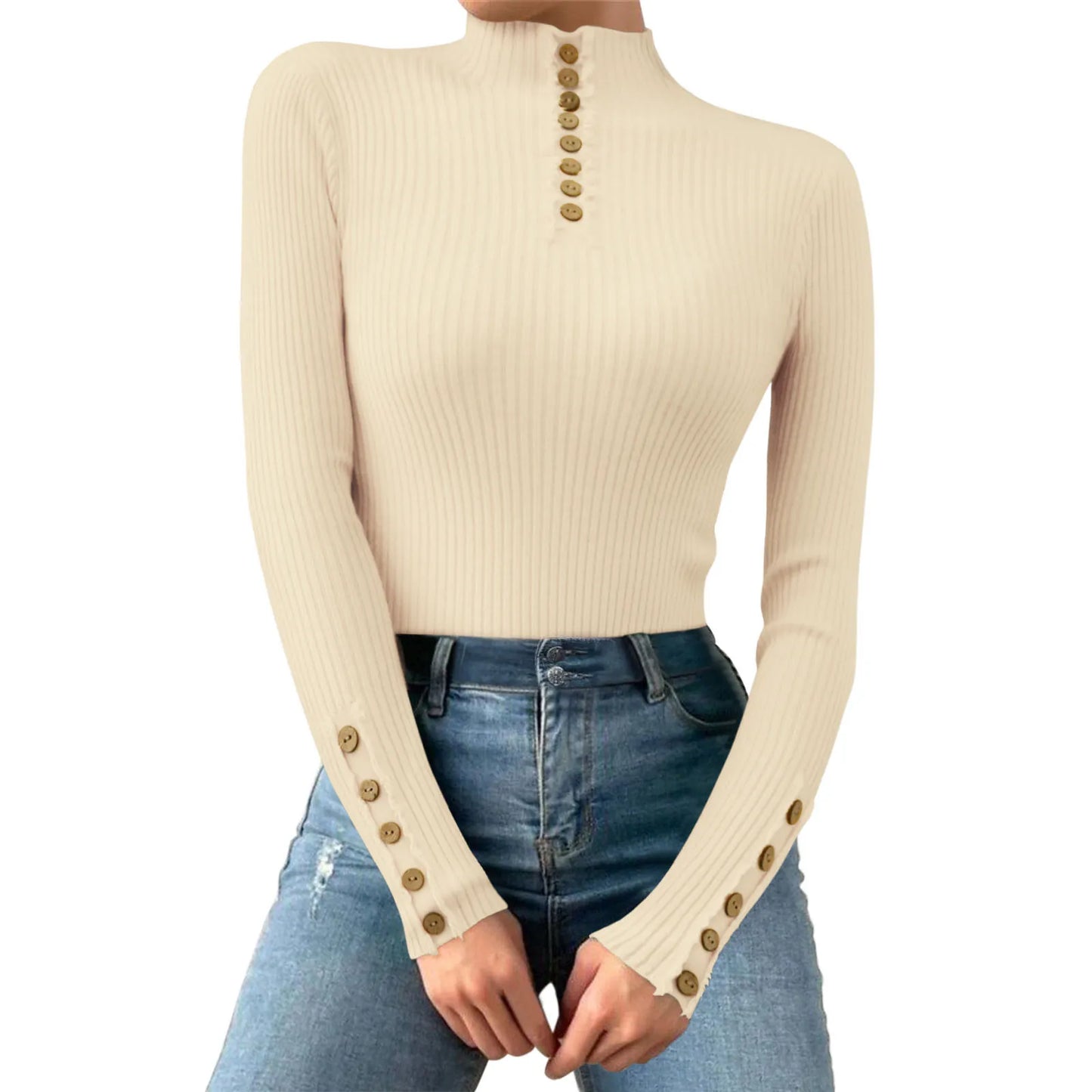 Fall/Winter Half Turtleneck Korean Fashion Elegant Basic Pullover Tops Women Casual Slim Long Sleeve Knitted Sweaters Jumpers