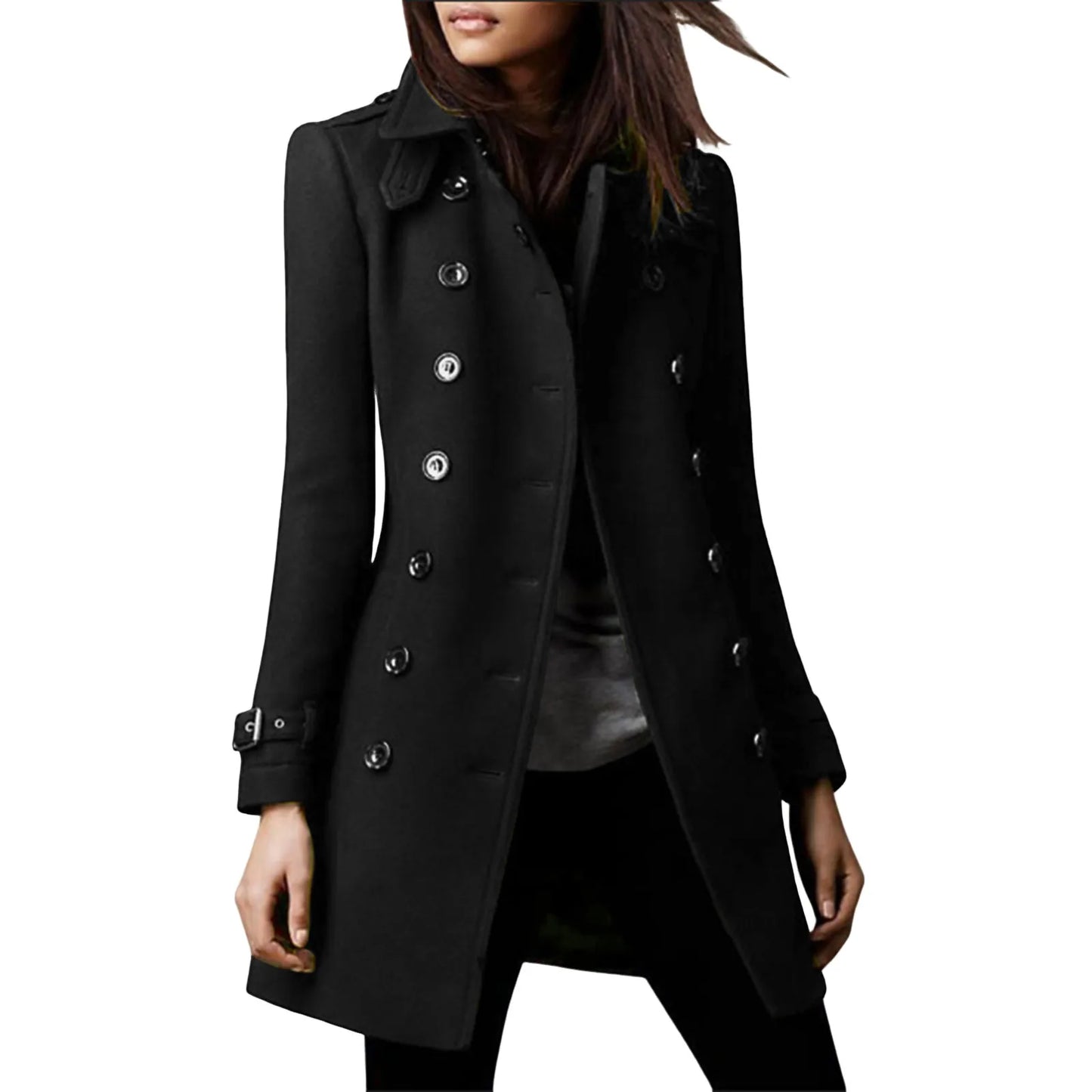 Fall Winter Woolen Coat Lapel Collar Long Sleeve Jacket Vintage Thicken Coat Sheepskin Jacket With Lace Up Women'S Jacket