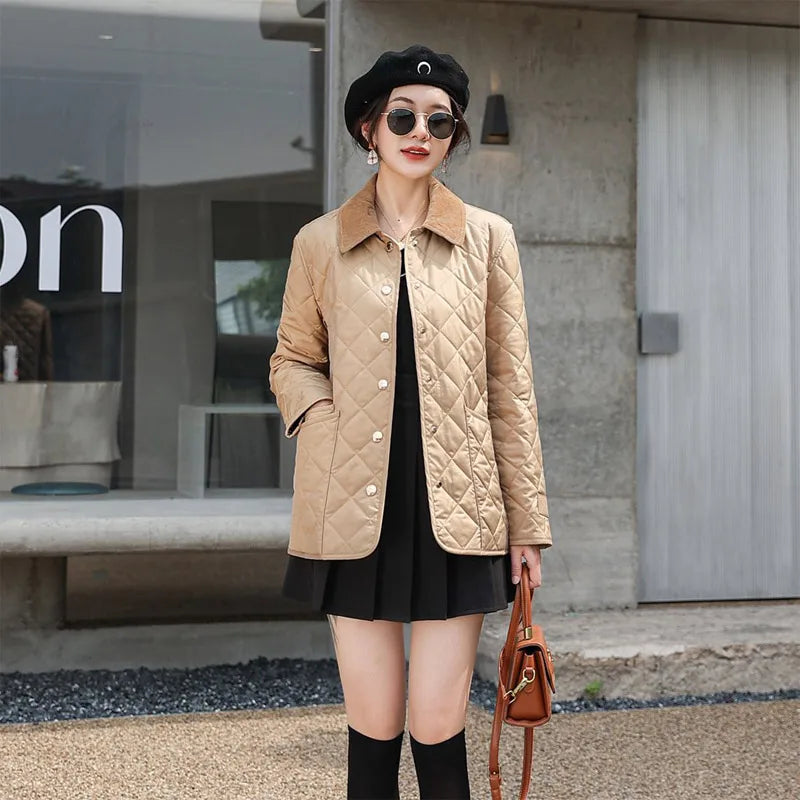 Winter Jacket Women Fashion Warm Thick Patchwork Short Style Cotton padded Parkas Coat Turn Down Collar Winter Clothes Women