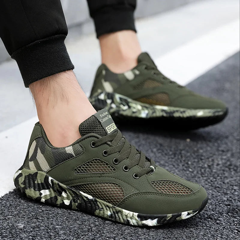 Men Air Mesh Shoes Camouflage Sneaker Male Lace Up Casual Shoes Women Breathable Walk Sneakers
