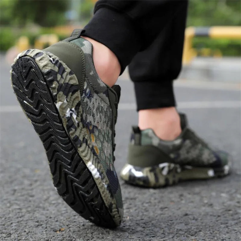 Men Air Mesh Shoes Camouflage Sneaker Male Lace Up Casual Shoes Women Breathable Walk Sneakers
