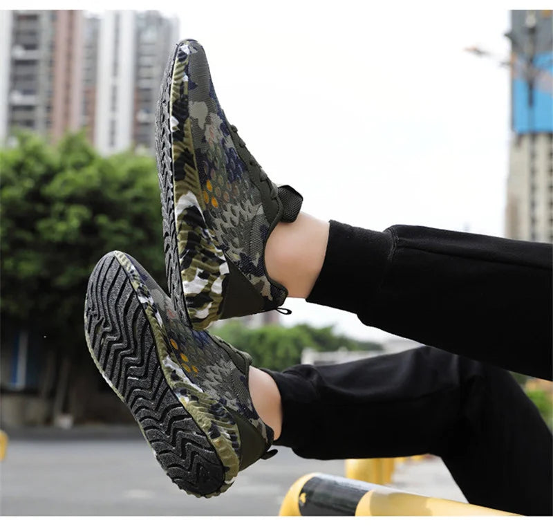 Men Air Mesh Shoes Camouflage Sneaker Male Lace Up Casual Shoes Women Breathable Walk Sneakers