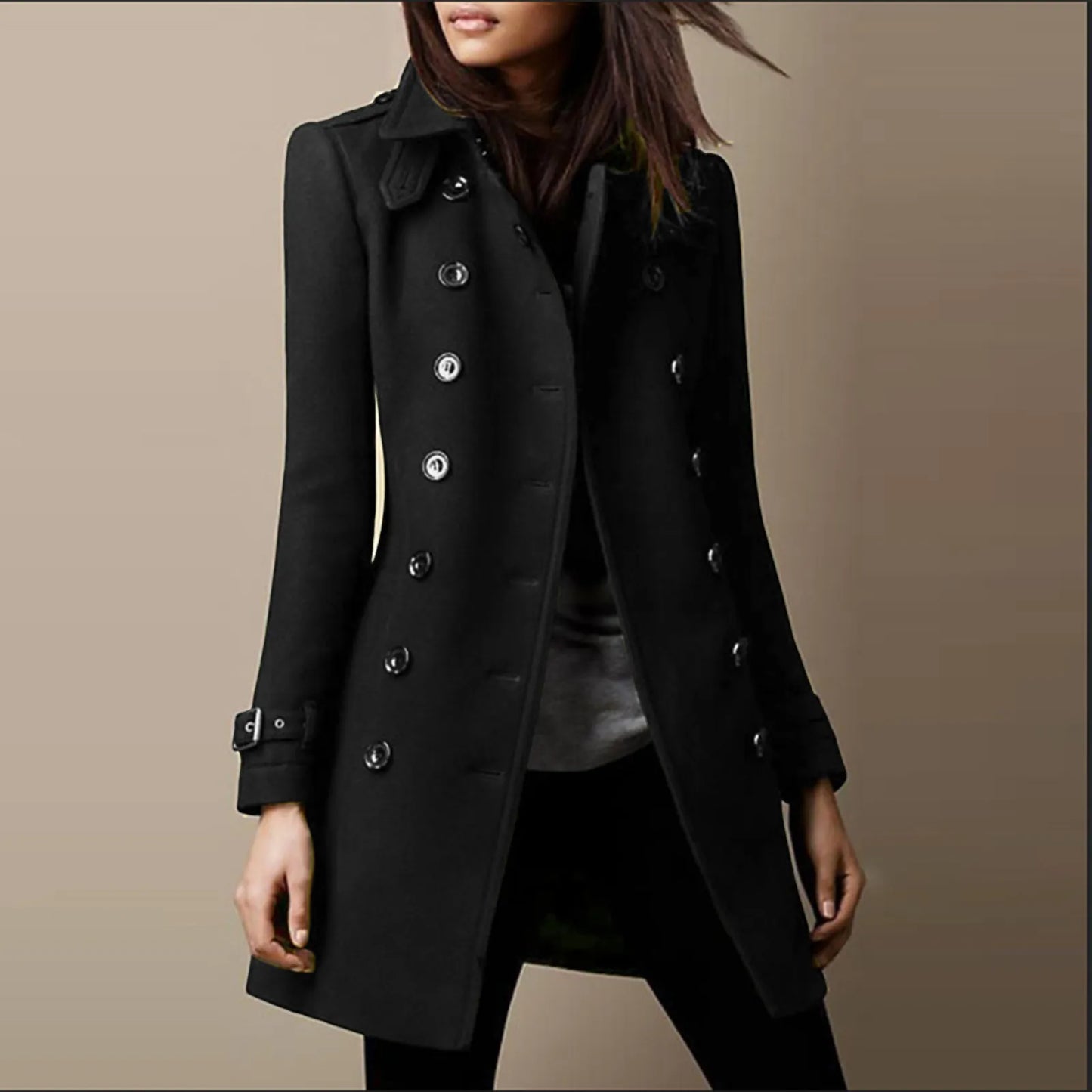 Fall Winter Woolen Coat Lapel Collar Long Sleeve Jacket Vintage Thicken Coat Sheepskin Jacket With Lace Up Women'S Jacket