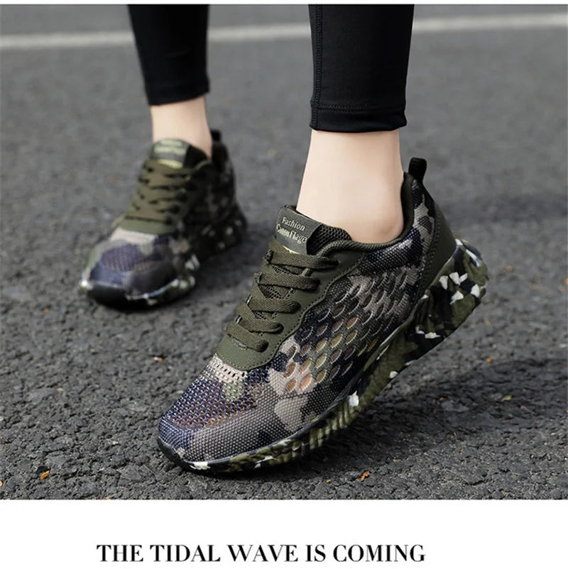 Men Air Mesh Shoes Camouflage Sneaker Male Lace Up Casual Shoes Women Breathable Walk Sneakers