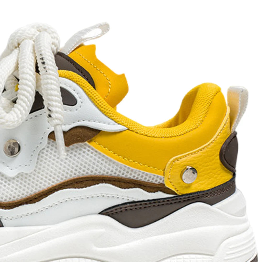 Men Casual Bread Shoes Non-Slip Chunky Sneakers Breathable Hip Hop Sneakers Lace Up Flats Shoes Student Sports Shoes