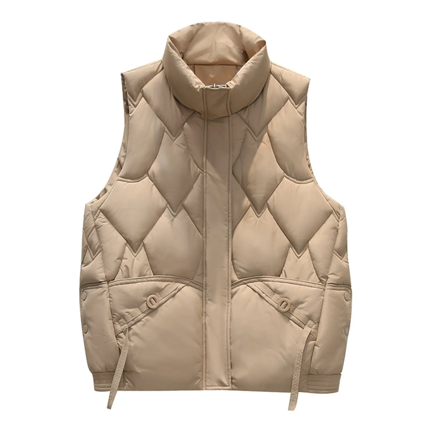 Fall Winter Jacket For Women Loose Thicken Coat Solid Standing Collar Vest