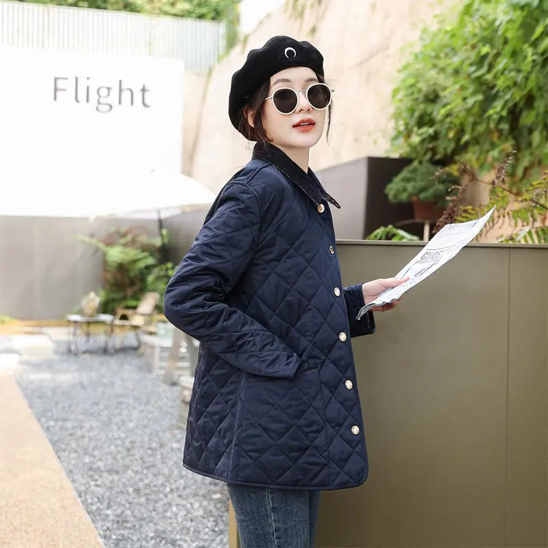 Winter Jacket Women Fashion Warm Thick Patchwork Short Style Cotton padded Parkas Coat Turn Down Collar Winter Clothes Women
