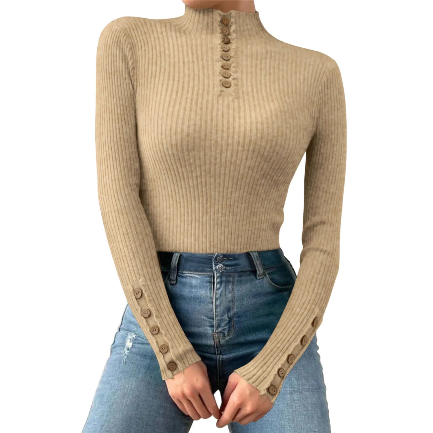 Fall/Winter Half Turtleneck Korean Fashion Elegant Basic Pullover Tops Women Casual Slim Long Sleeve Knitted Sweaters Jumpers