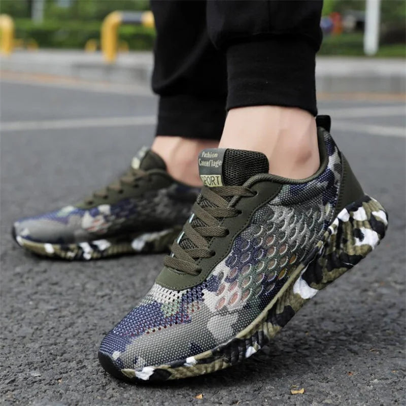 Men Air Mesh Shoes Camouflage Sneaker Male Lace Up Casual Shoes Women Breathable Walk Sneakers