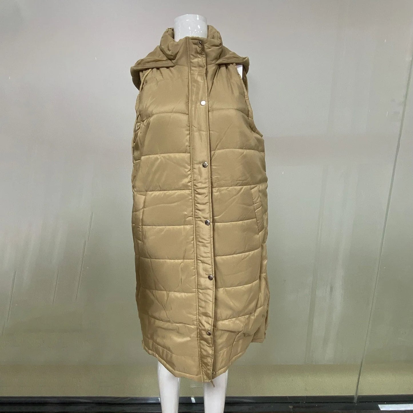 Women's waistcoats Fall And Winter Temperament Sleeveless Cardigan jacket Mid-length Cotton padded Vest Coat Winter outerwear