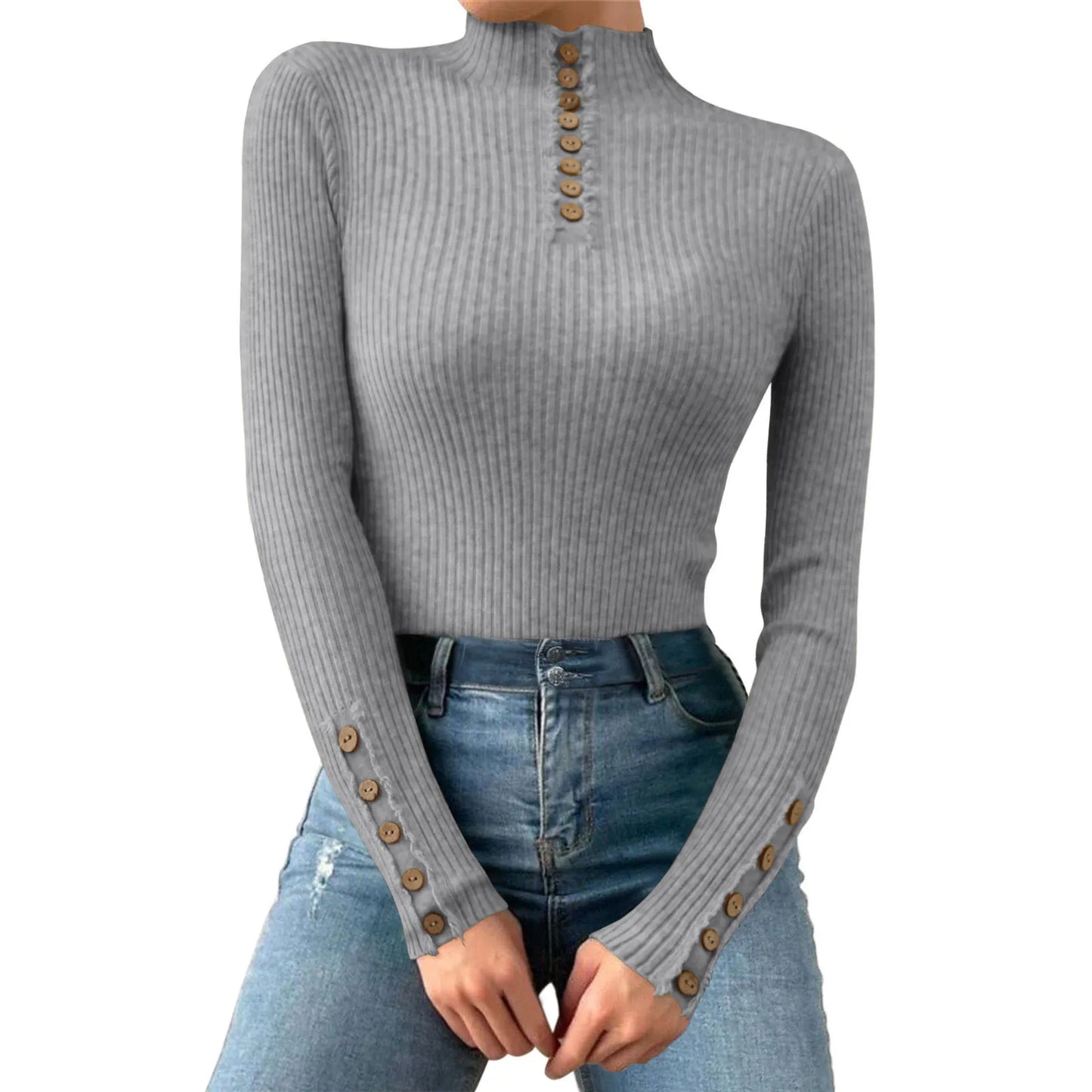 Fall/Winter Half Turtleneck Korean Fashion Elegant Basic Pullover Tops Women Casual Slim Long Sleeve Knitted Sweaters Jumpers