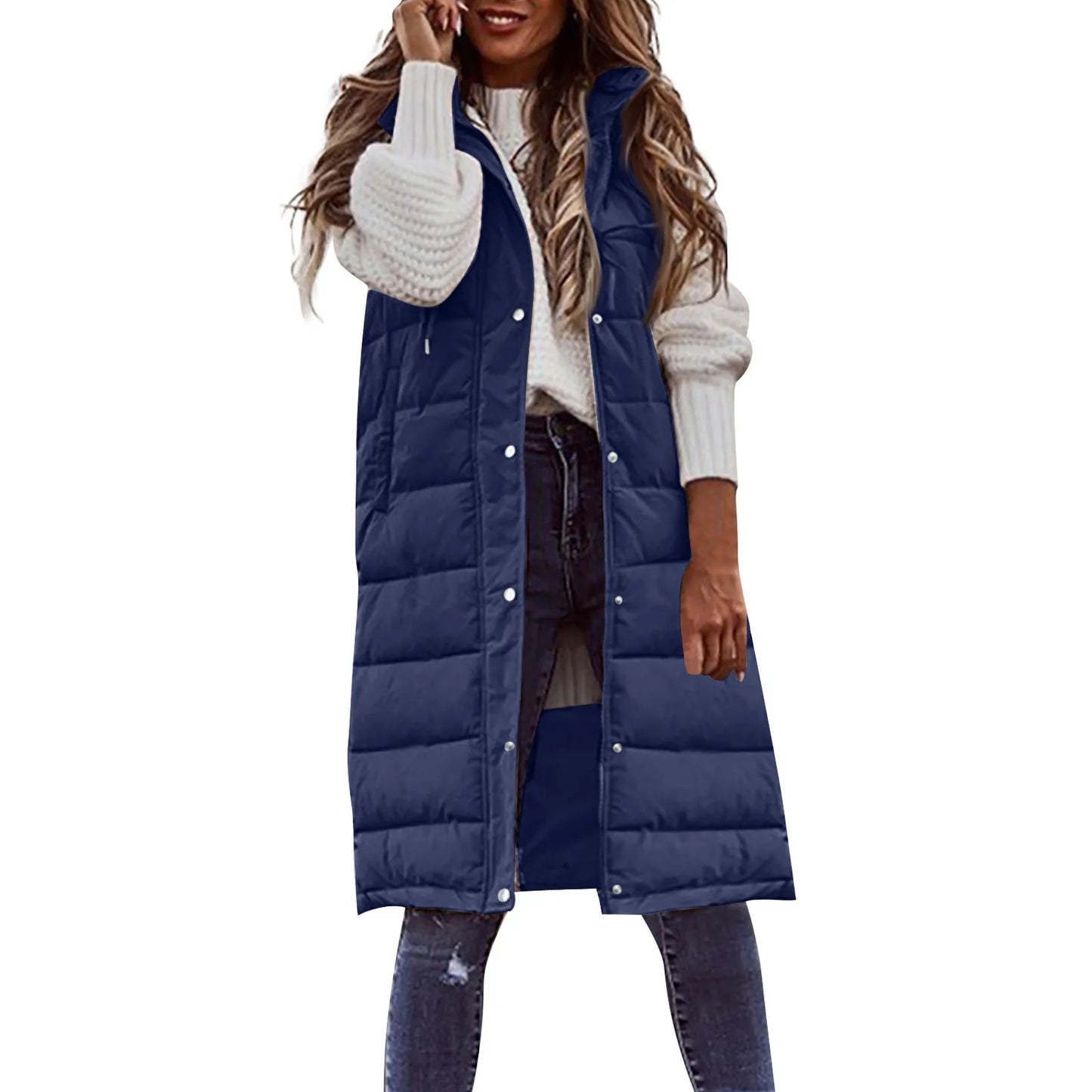 Women's waistcoats Fall And Winter Temperament Sleeveless Cardigan jacket Mid-length Cotton padded Vest Coat Winter outerwear