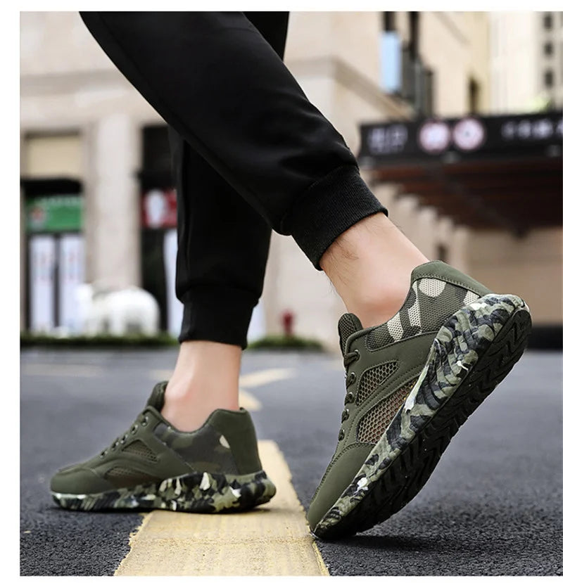Men Air Mesh Shoes Camouflage Sneaker Male Lace Up Casual Shoes Women Breathable Walk Sneakers