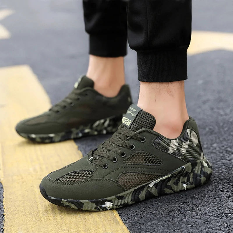 Men Air Mesh Shoes Camouflage Sneaker Male Lace Up Casual Shoes Women Breathable Walk Sneakers