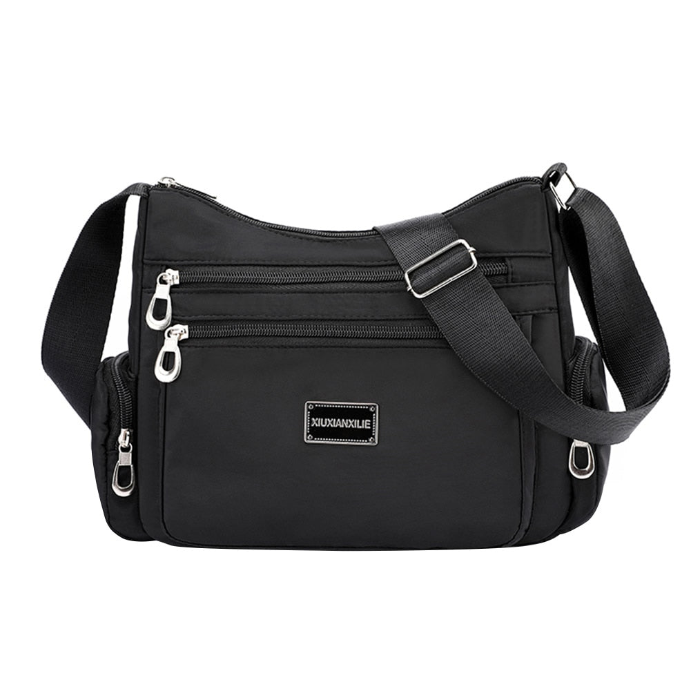 Vintage Solid Crossbody Bag Casual Women Nylon Shopping Shoulder Bags Waterproof Big Capacity Multi-pocket