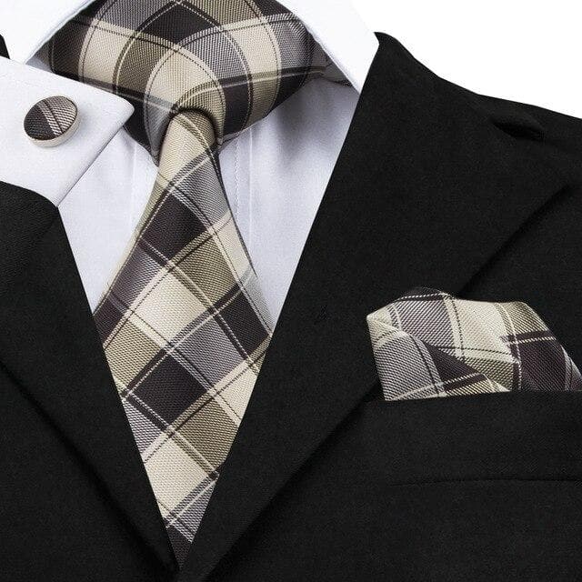SN-1490 Hi-Tie New Classic Silk Ties Yellow Blue Striped Neck Tie Hanky Cufflinks Set for Mens Business Wedding Party