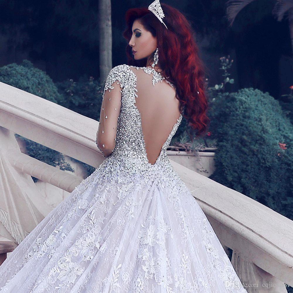 Premium Collections - Luxurious Wedding Dress Long Sleeves Ball Gown Beading Wedding Gowns Luxurious Wedding Dress
