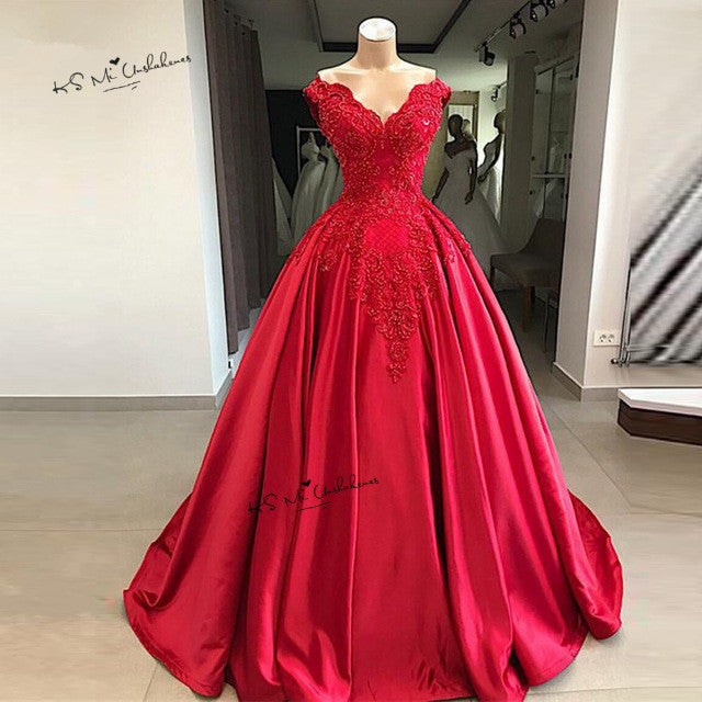 Premium Collections - Designer Vintage Red Wedding Dress Lace Beaded Church Bride Dresses Custom Made off Shoulder Wedding Gowns