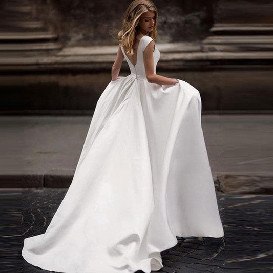 New Spring Wedding Dresses Satin Wedding Bridal Gown