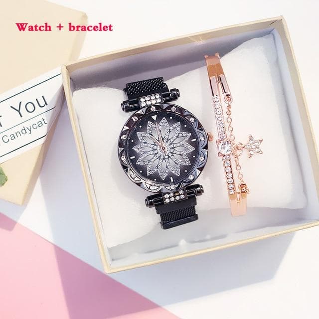 Women's watch and bracelet set starry sky Women Watches Quartz Magnetic Band Ladies diamond decorative watch Zegarek Damski