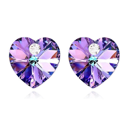 13 Colors Heart Shape 100% Crystals From Swarovski Earrings For Women Romantic Wedding Stud Earrings Jewelry Accessories