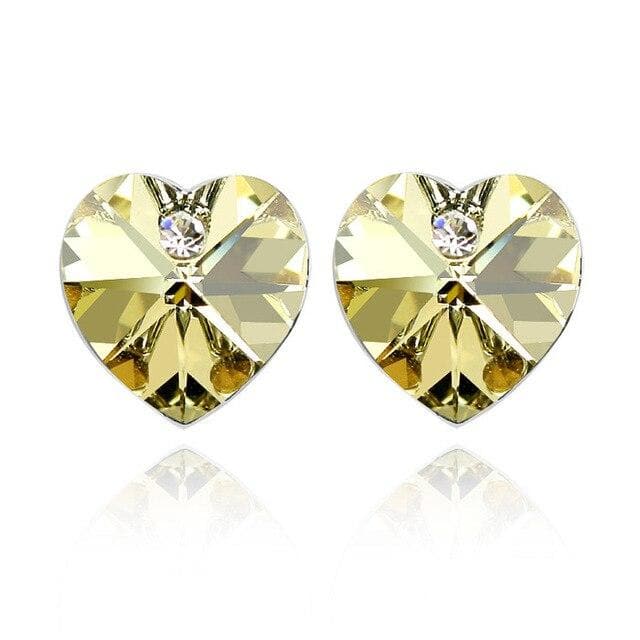 13 Colors Heart Shape 100% Crystals From Swarovski Earrings For Women Romantic Wedding Stud Earrings Jewelry Accessories
