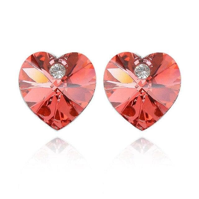 13 Colors Heart Shape 100% Crystals From Swarovski Earrings For Women Romantic Wedding Stud Earrings Jewelry Accessories