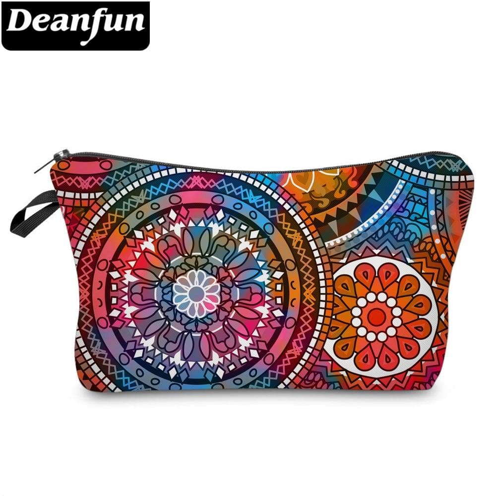 Deanfun Colorful Mandala Flower Small Cosmetic Bag 3D Printed Waterproof Stylish Makeup Bag For Women Girls Teenages 51555